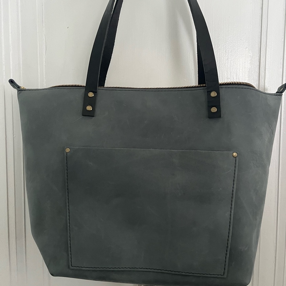 Portland Leather Goods large zipper tote STORM
